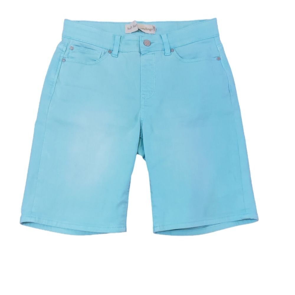 Soft Surroundings Bermuda Denim Jean Shorts Size S Aqua Blue New